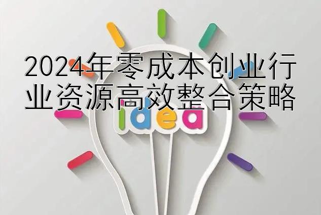 2024年零成本创业行业资源高效整合策略