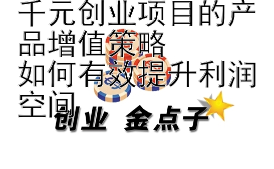 千元创业项目的产品增值策略  
如何有效提升利润空间